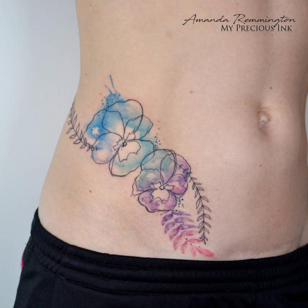 watercolor violet flower on the waist