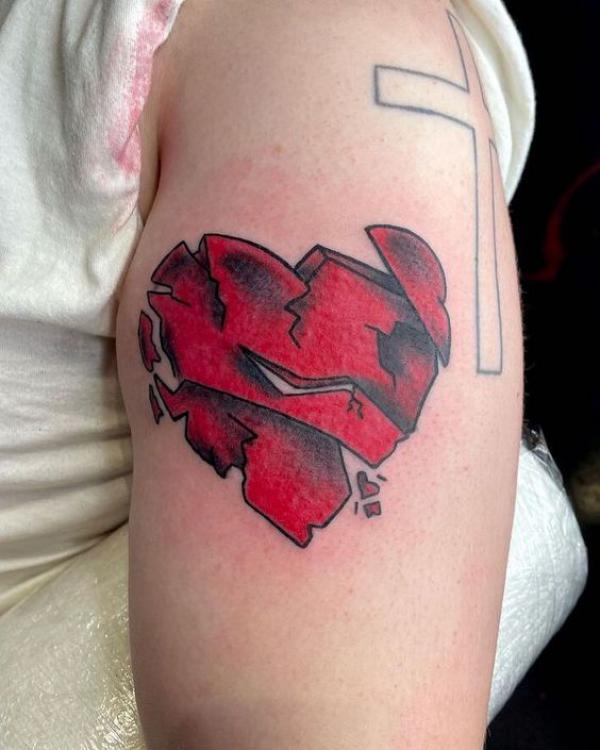 withered broken heart tattoo