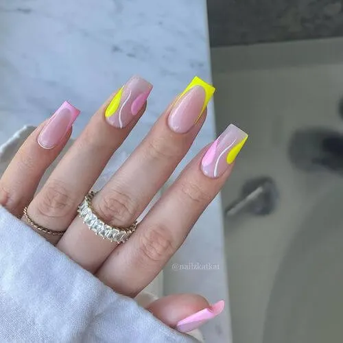 Spring Yellow Coffin Nails