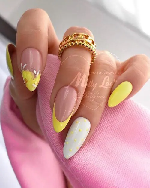 Yellow and White Spring Nails