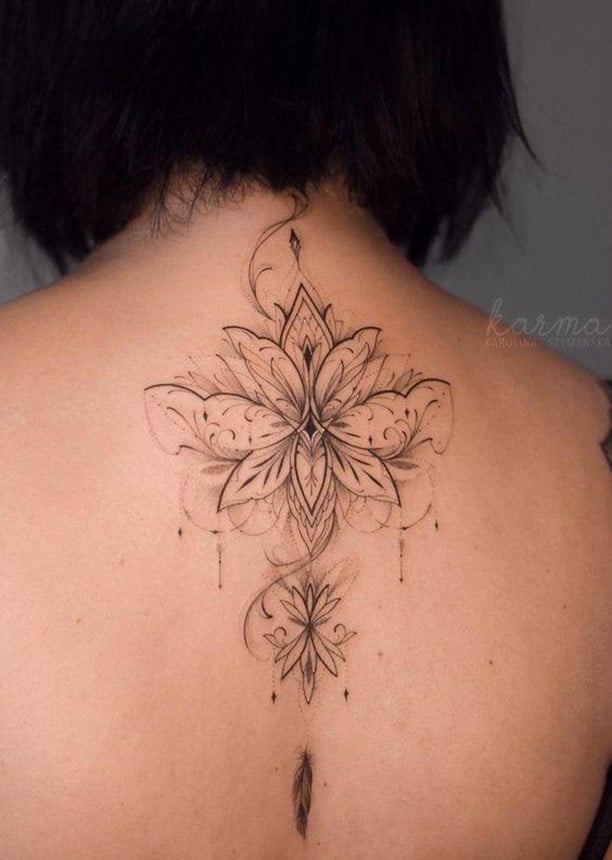 Detailed & Feminine Flower Tattoo Outline Work