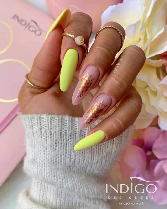 Yellow & Nude Nail Designs