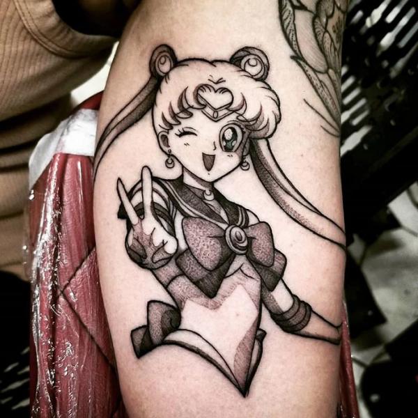 Black and white Sailor Moon Tattoo