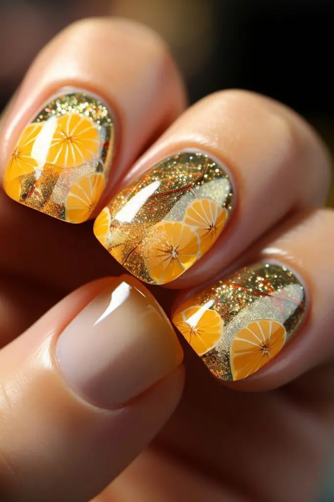 Citrus Slice Accents nails