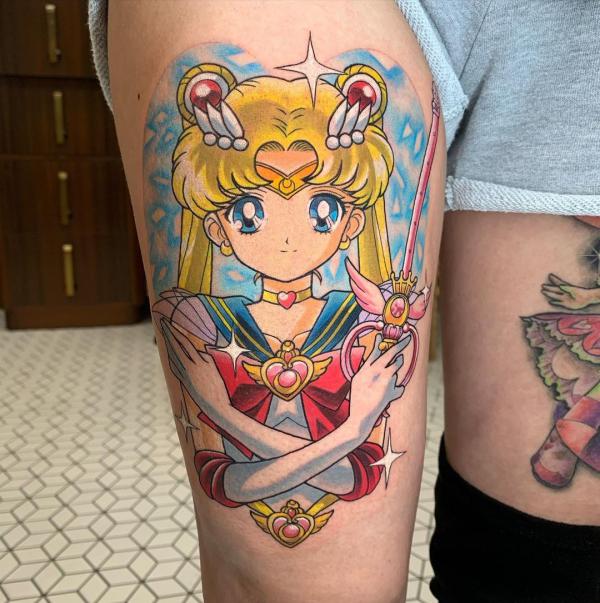 Fighting evil Sailor Moon Tattoo