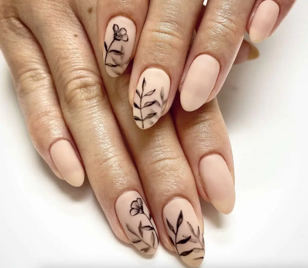 Fine Line Florals nails