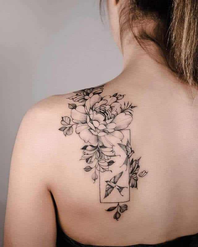 Flower Design Side Back Tattoo