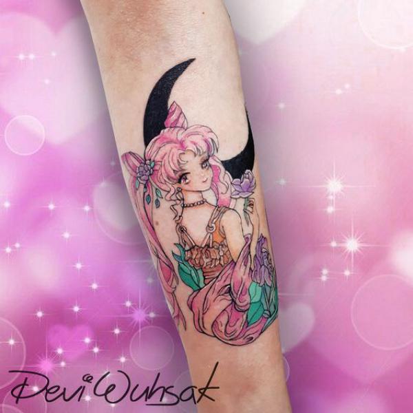 Forearm Sailor Chibi Moon tattoo