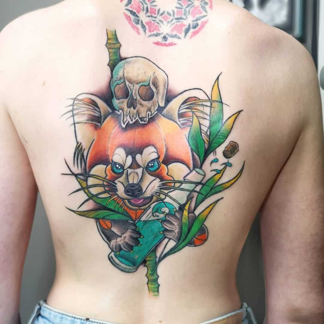 Funny Cartoon Inspired Back Tattoo