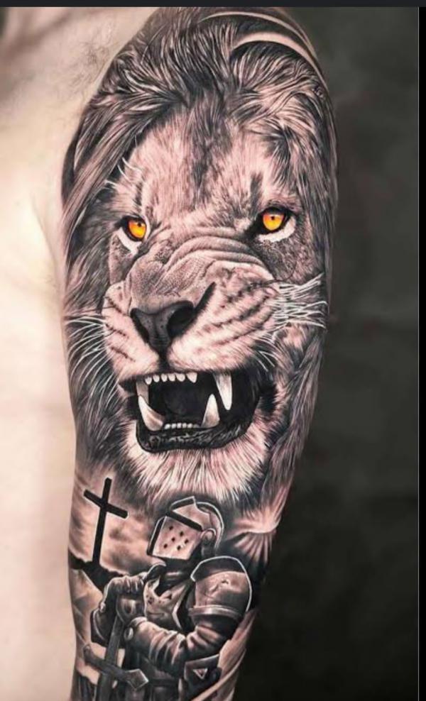 Lion king and warrior tattoo