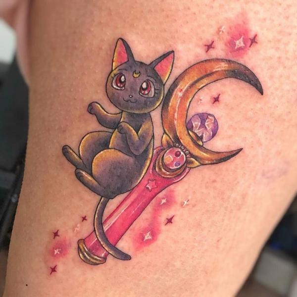 Luna and sailor moon wand tattoo