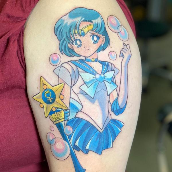 Sailor Mercury half sleeve tattoo