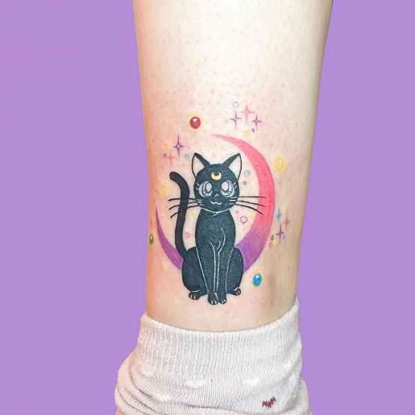 Sailor Moon Luna and crescent moon tattoo