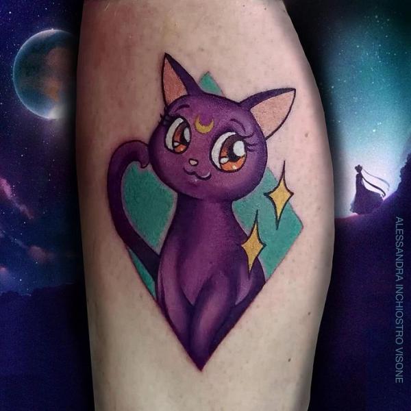 Sailor Moon Luna with stars tattoo