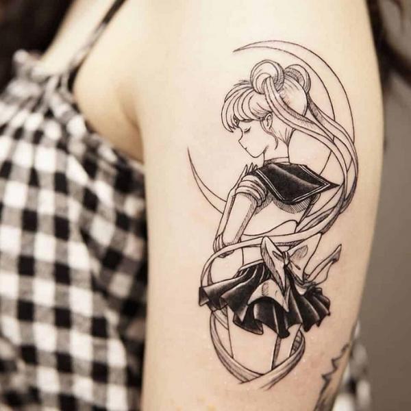 Sailor Moon Tattoo black and white