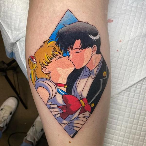 Sailor Moon and Tuxedo Mask tattoo