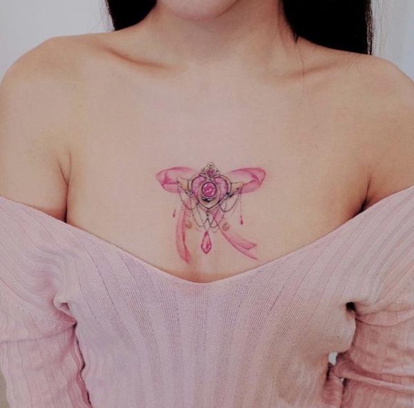 Sailor moon crisis sternum tattoo