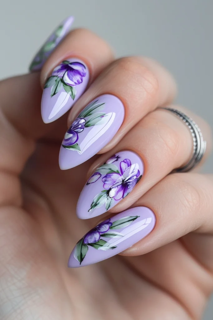 Spring Nails Painted in Soft Lavender