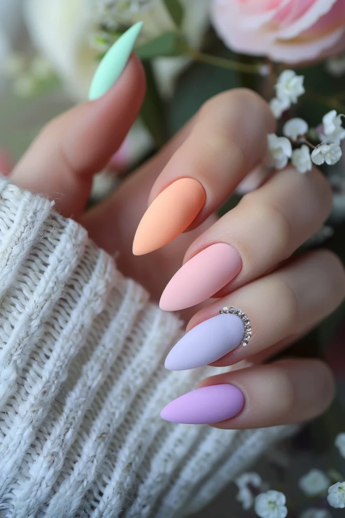 Spring Nails with Matte Pastel Finish