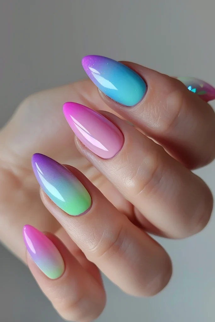 Spring Nails with Pastel Ombre Gradient