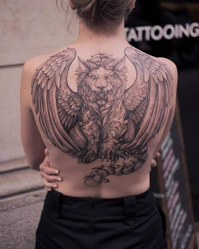 The Manticore back tattoo for women