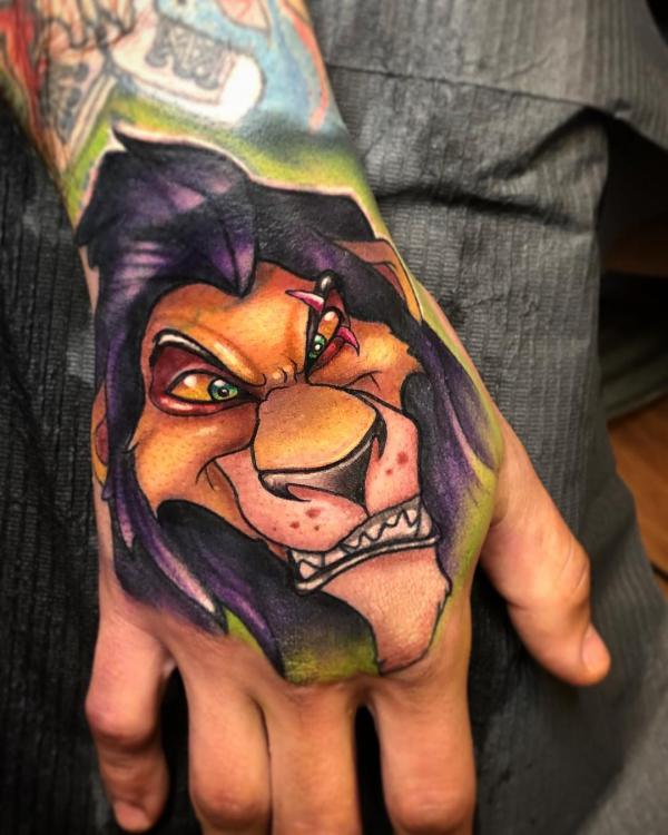 The lion king scar tattoo hand