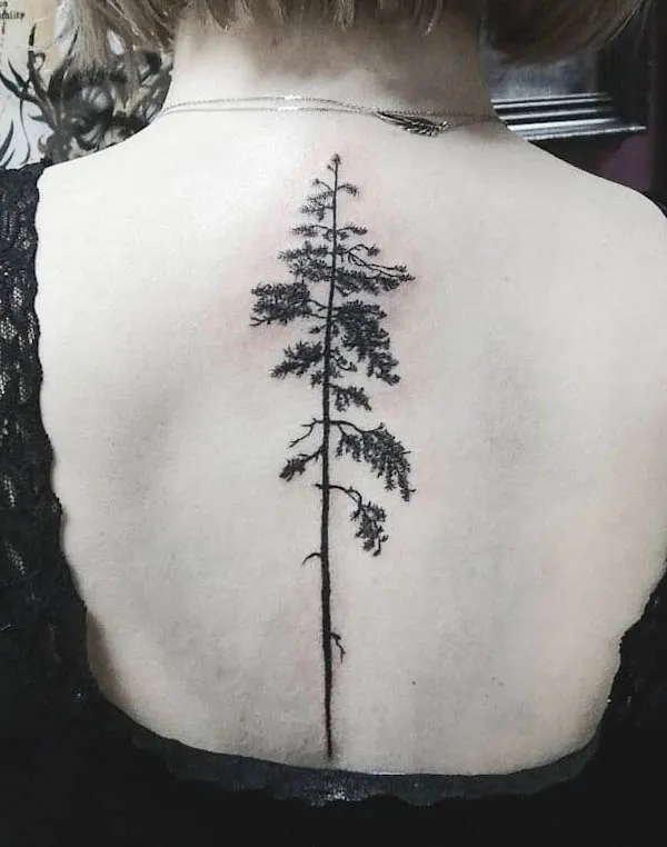 Tree spine tattoo by @iwona.tattoo