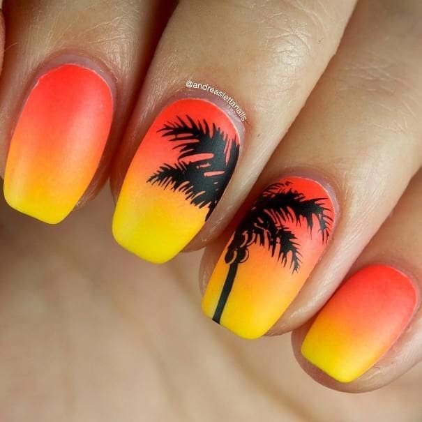 Tropical Sunset nails