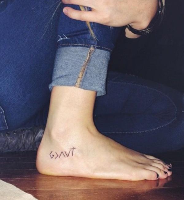 god is greater than the highs and lows ankle tattoo