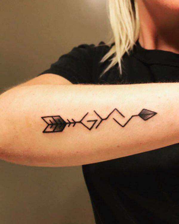 god is greater than the highs and lows arrow tattoo forearm