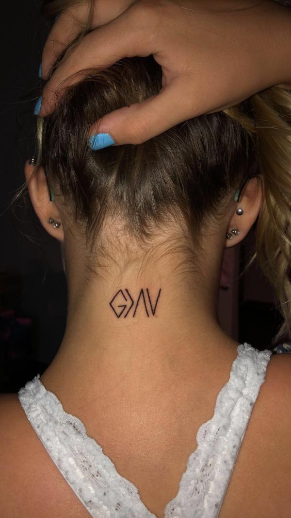 god is greater than the highs and lows neck tattoo