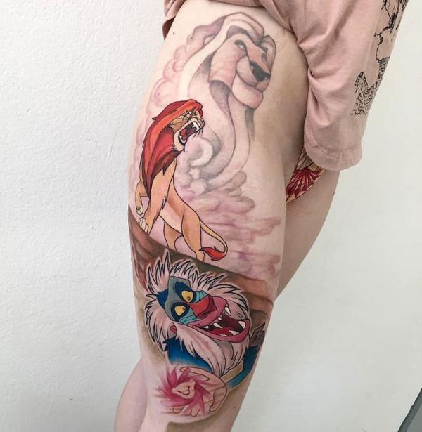 lion king simba tattoo thigh