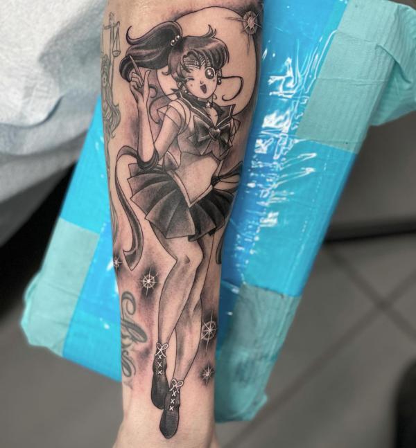 sailor Jupiter tattoo black and grey