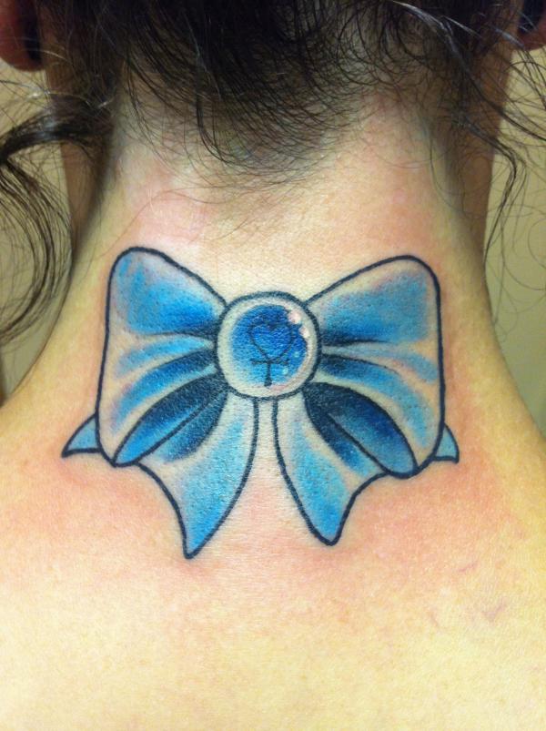 sailor moon bow tattoo neck