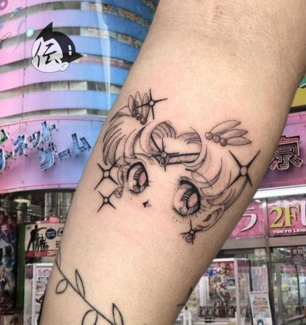 sailor moon eyes tattoo black and grey