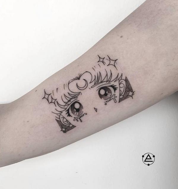 sailor moon eyes with stars tattoo