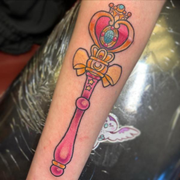 sailor moon scepter tattoo forearm