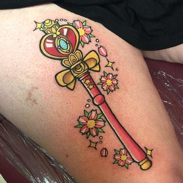 sailor moon scepter tattoo thigh