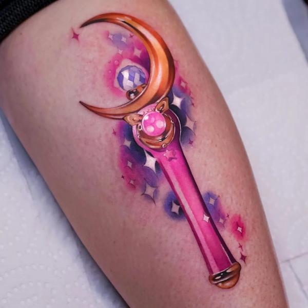 sailor moon wand with stars tattoo