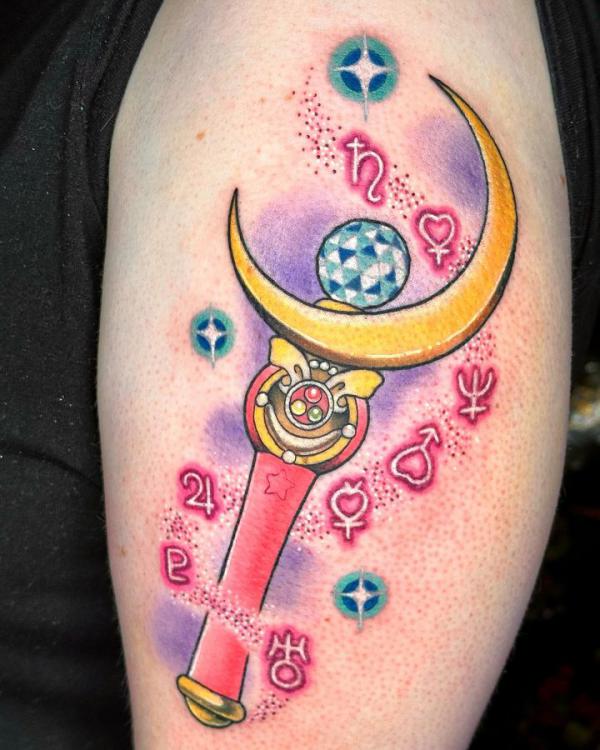 sailor moon wand with symbols tattoo