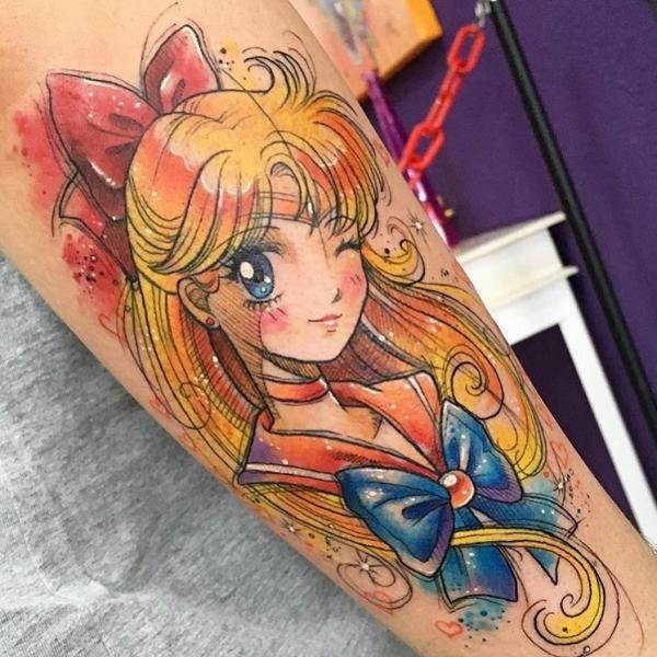 sailor venus tattoo watercolor