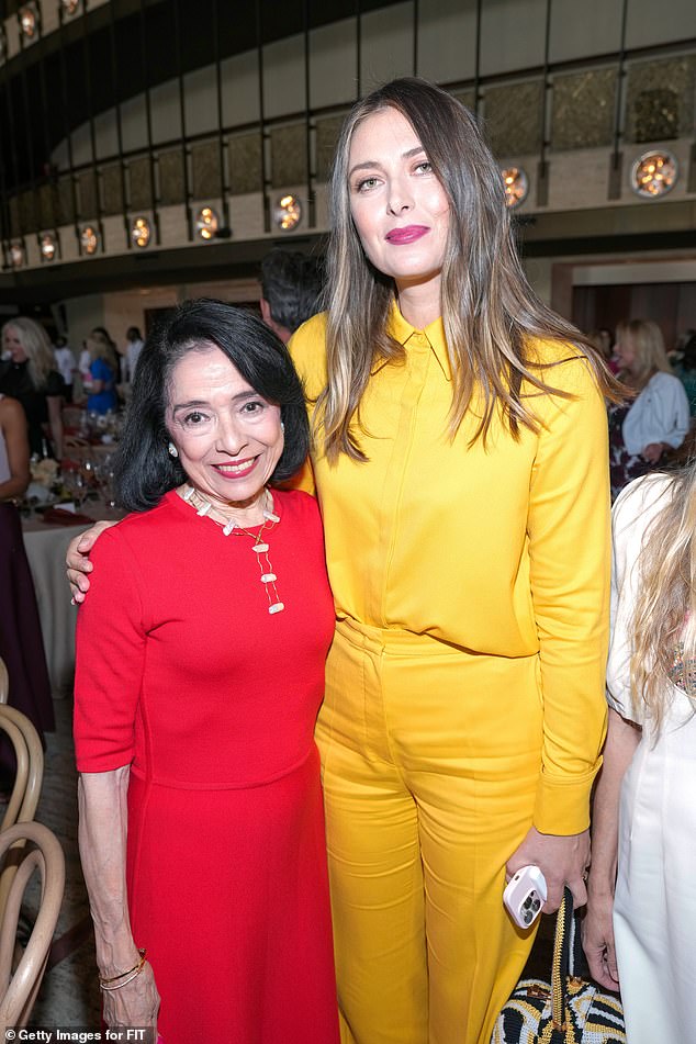 Fashion royalty: Maria also took a snap with Dr. Joyce F. Brown, the president of the Fashion Institute of Technology (FIT)