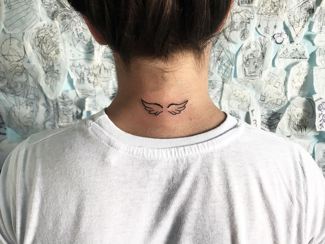 Black Ink Neck Tattoo