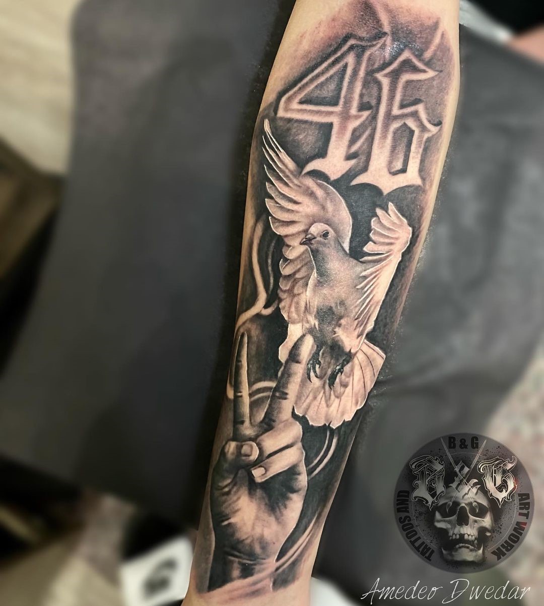 Black & White Dove Tattoo