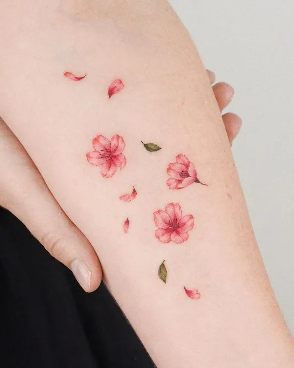 Cherry blossom tattoo by @zihong_tattoo