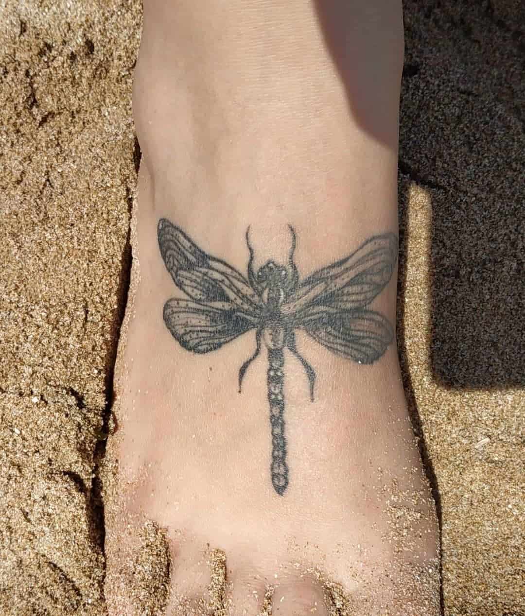 Dragonfly Tattoo On Foot