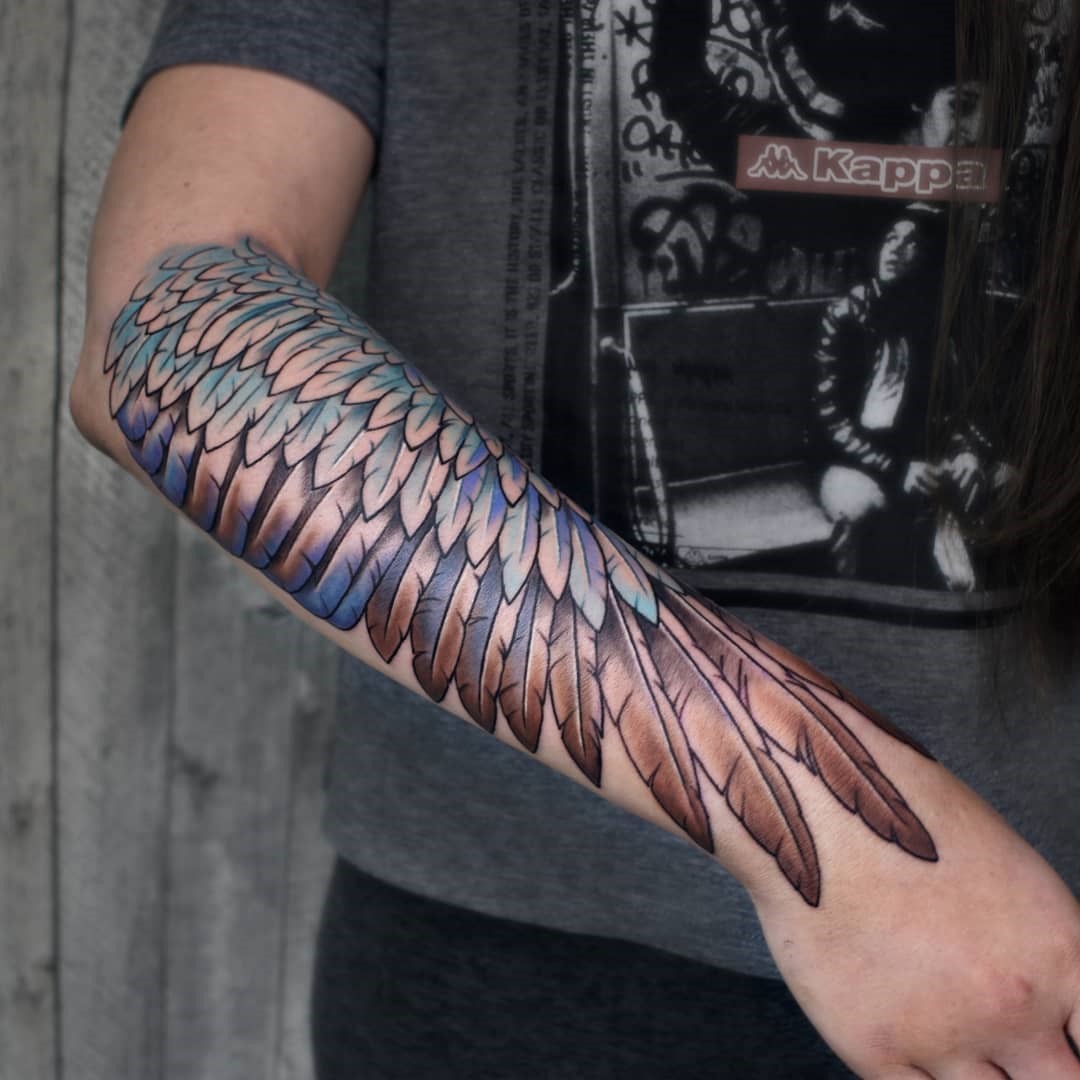 Forearm Wing Tattoo Design