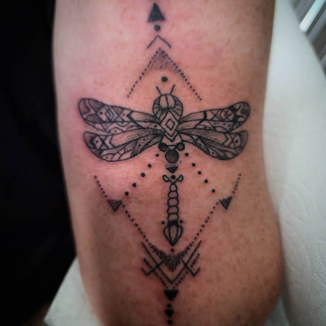 Geometric Dragonfly Tattoo