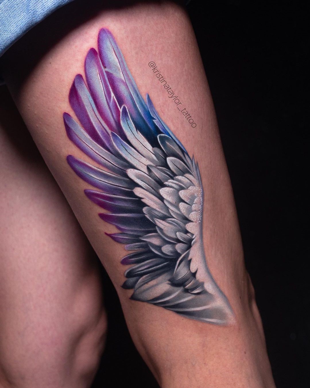 Giant Thigh Tattoo Colorful Idea