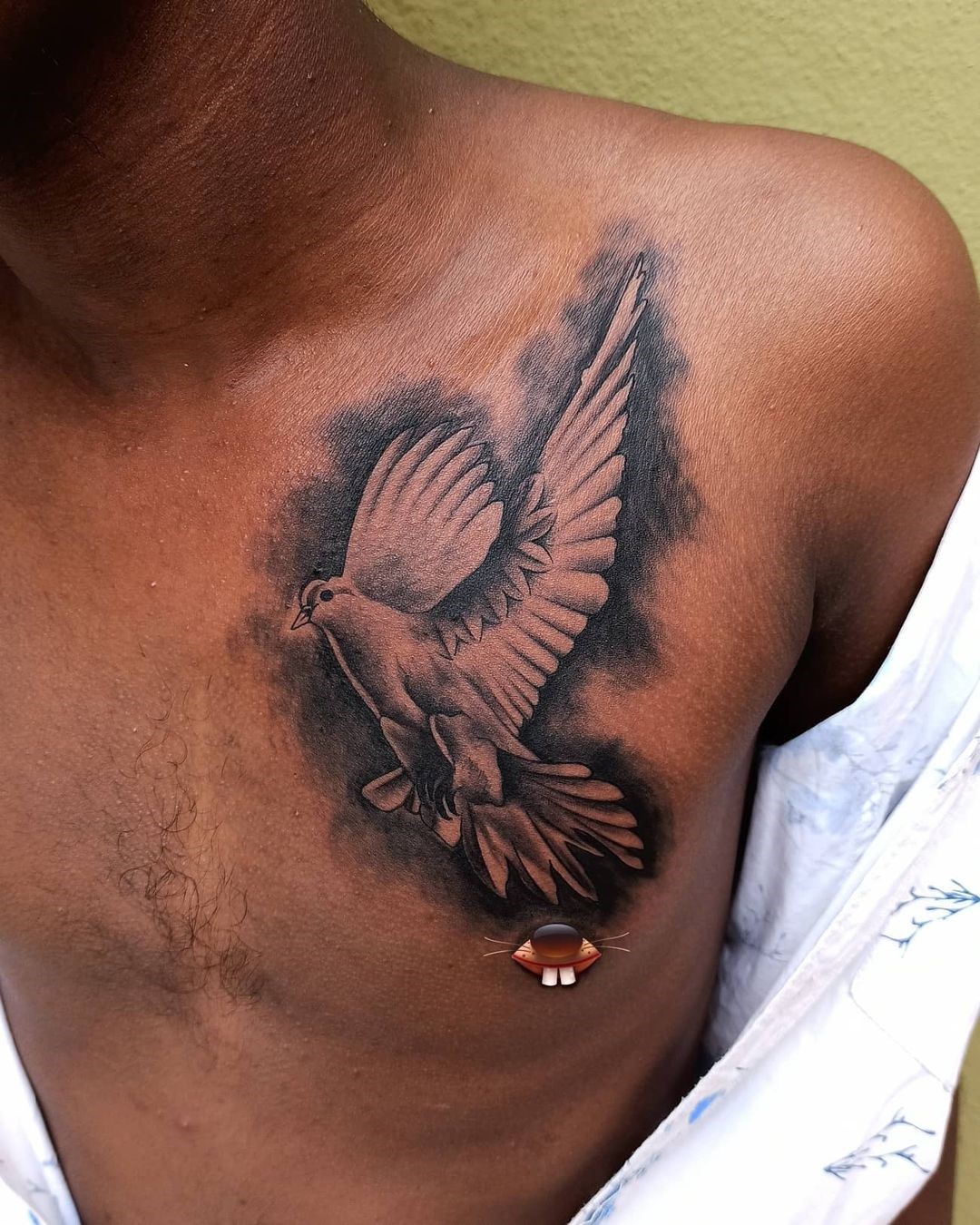 Gorgeous Chest Dove Tattoo